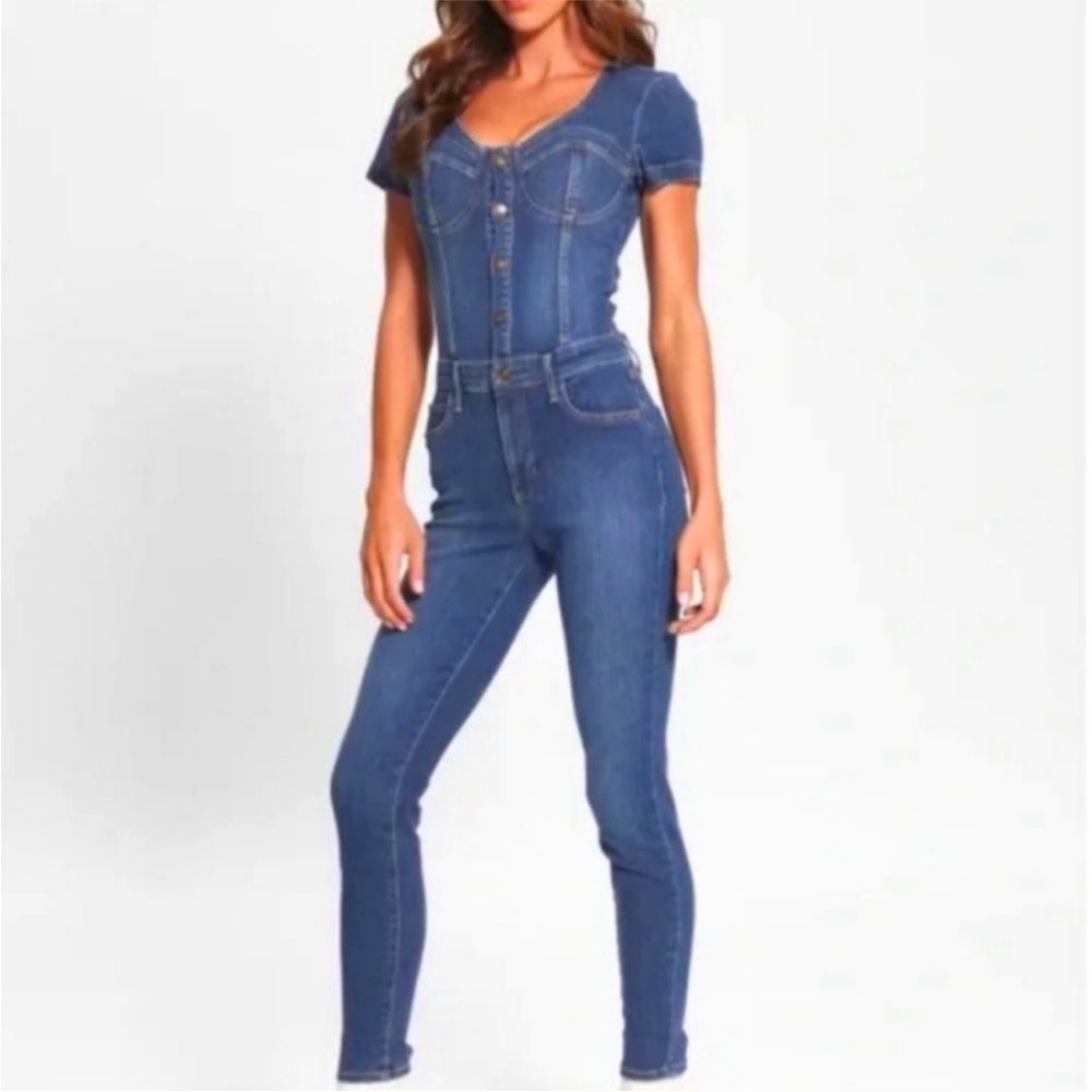 NWT Guess Blue Denim Jumpsuit size XS Ariana Grande